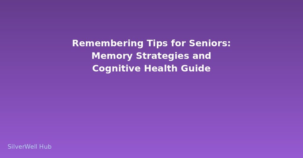 Remembering Tips for Seniors: Memory Strategies and Cognitive Health Guide