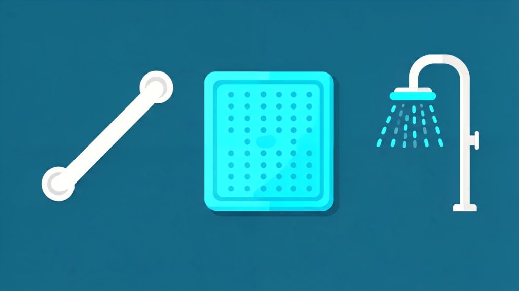 Bathroom safety for seniors grab bar and non-slip mat fall prevention