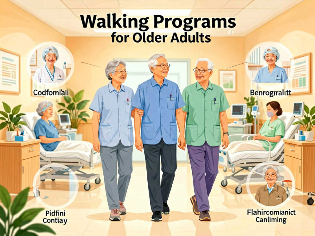 Senior health guide about Walking Programs for - medical illustration