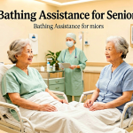 Senior health guide about Bathing Assistance for - medical illustration