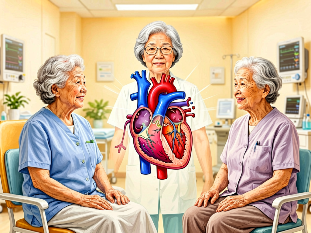 Senior health guide about Heart Disease Symptoms - medical illustration