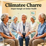 Senior health guide about Climate Change Impact - medical illustration