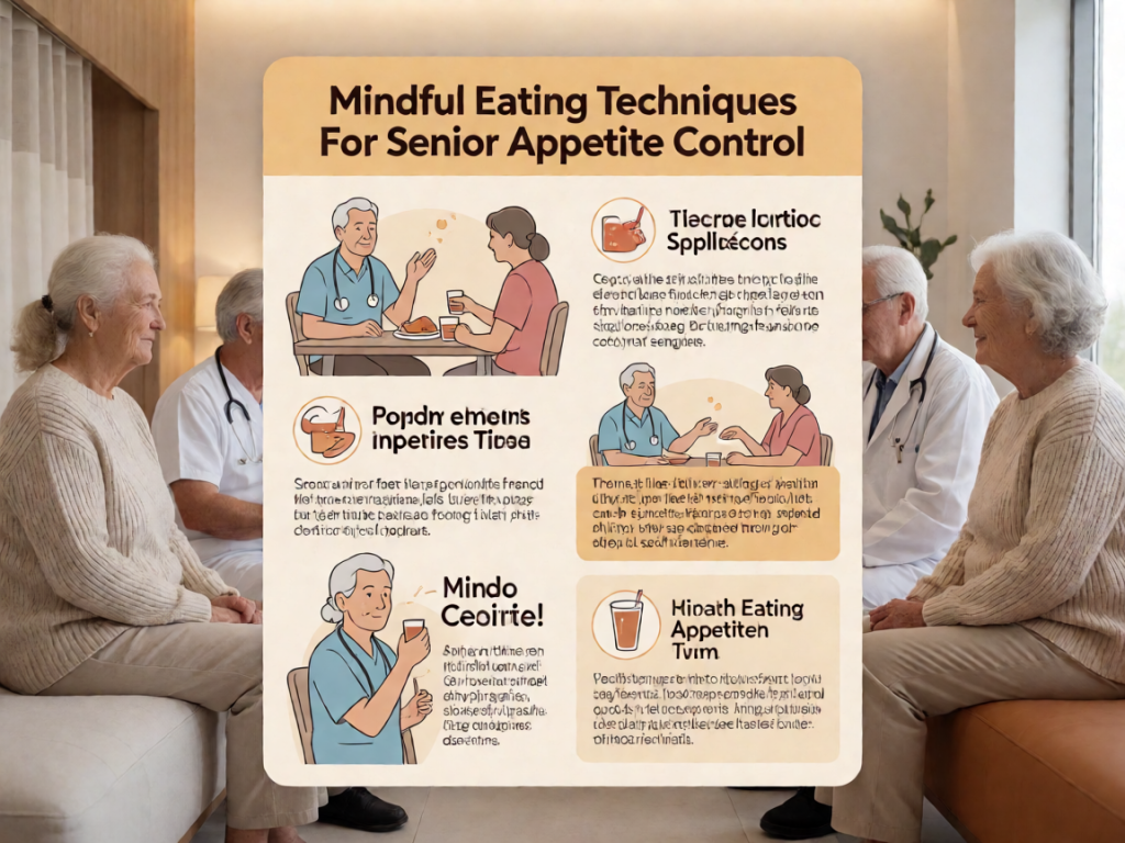 Senior health guide about Mindful Eating Techniques - medical illustration