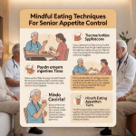 Senior health guide about Mindful Eating Techniques - medical illustration