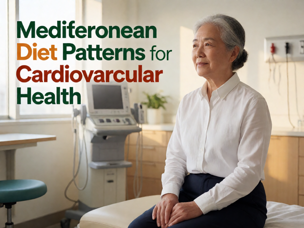 Senior health guide about Mediterranean Diet Patterns - medical illustration