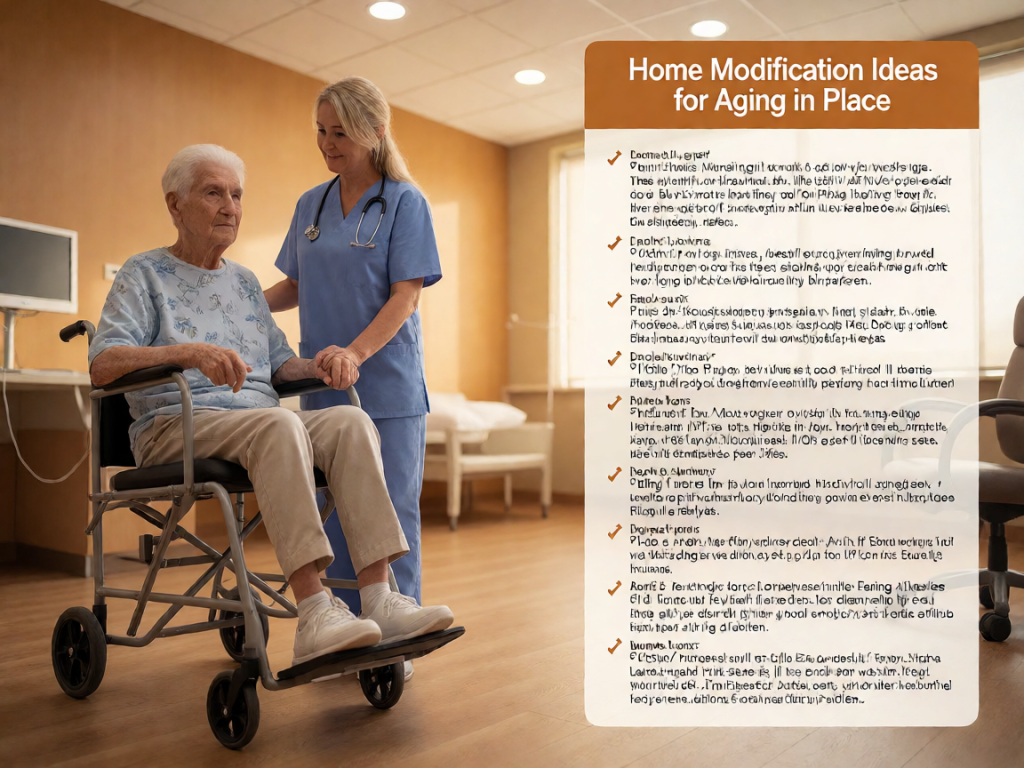 Senior health guide about Home Modification Ideas - medical illustration
