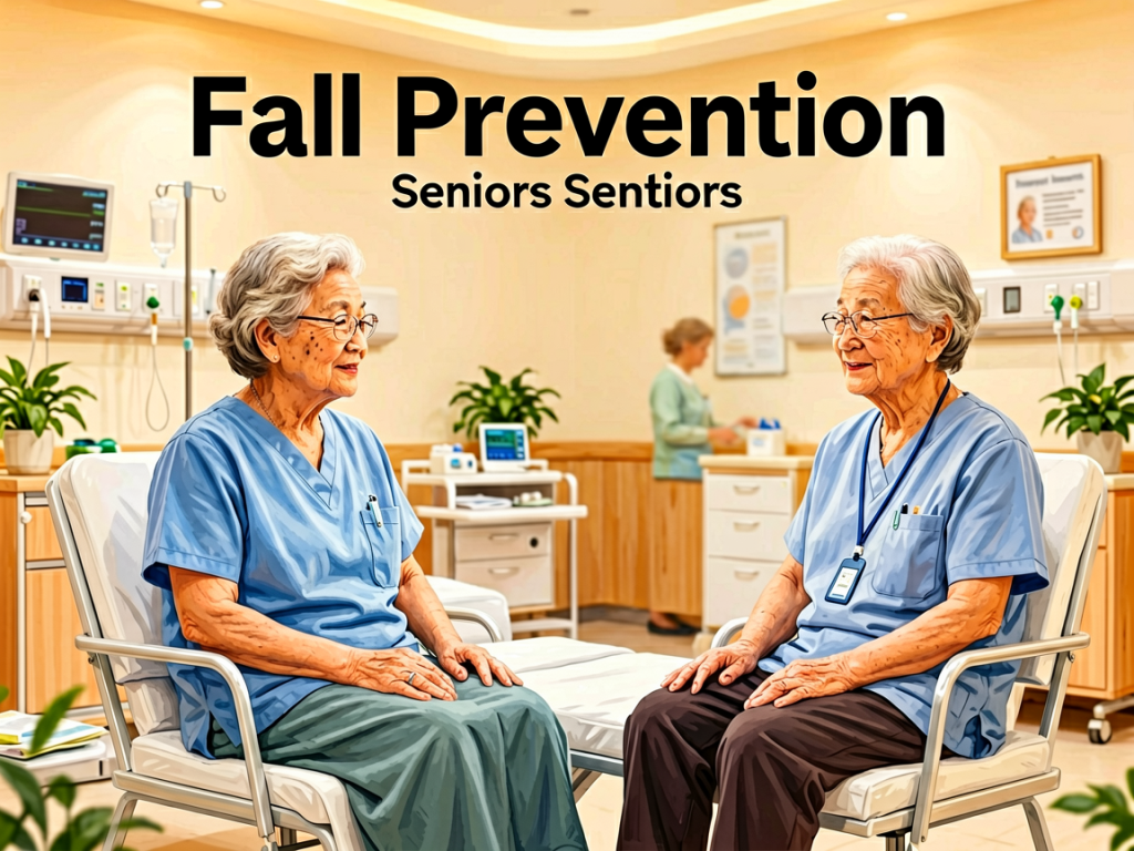 Senior health guide about Fall Prevention for - medical illustration