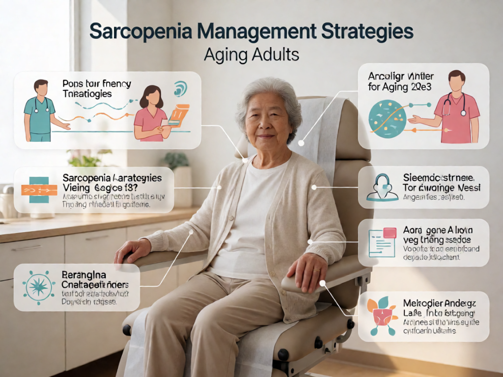 Senior health guide about Sarcopenia Management Strategies - medical illustration