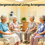 Senior health guide about Intergenerational Living Arrangements - medical illustration