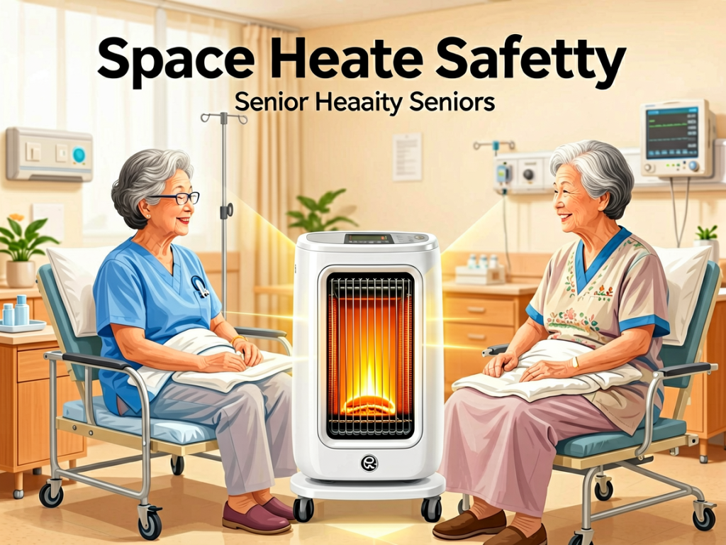 Senior health guide about Space Heater Safety - medical illustration
