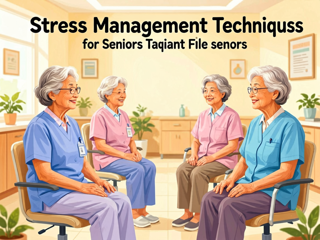Senior health guide about Stress Management Techniques - medical illustration
