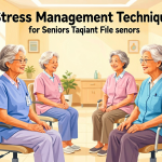 Senior health guide about Stress Management Techniques - medical illustration