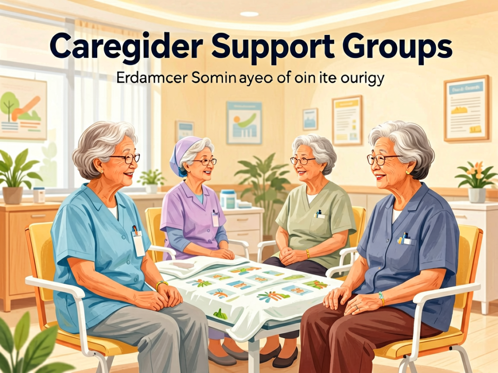Senior health guide about Caregiver Support Groups - medical illustration
