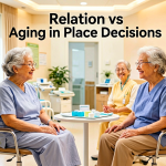 Senior health guide about Relocation vs Aging - medical illustration