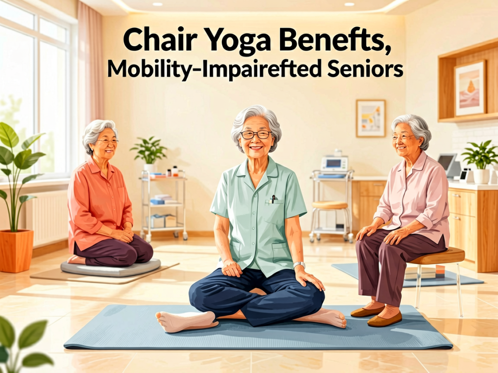 Senior health guide about Chair Yoga Benefits - medical illustration