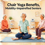 Senior health guide about Chair Yoga Benefits - medical illustration