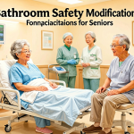 Senior health guide about Bathroom Safety Modifications - medical illustration