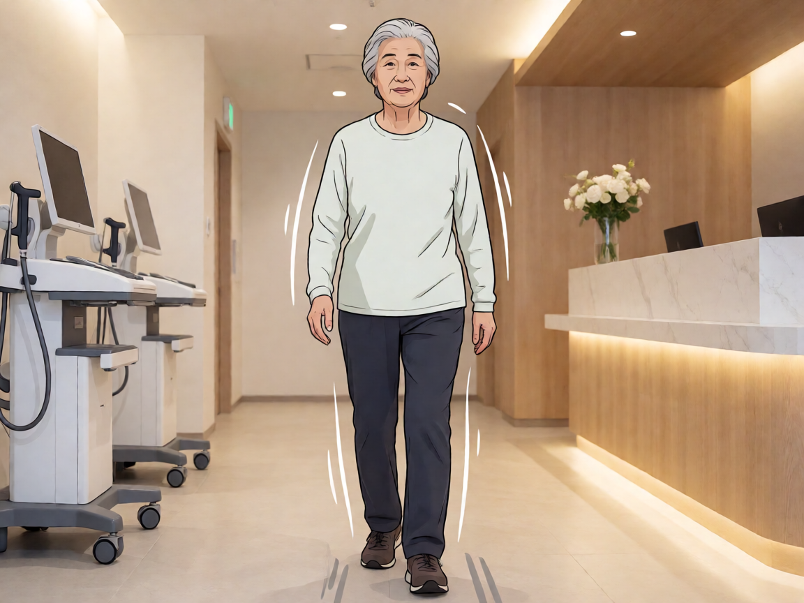 Senior health guide about Nordic Walking Benefits - medical illustration