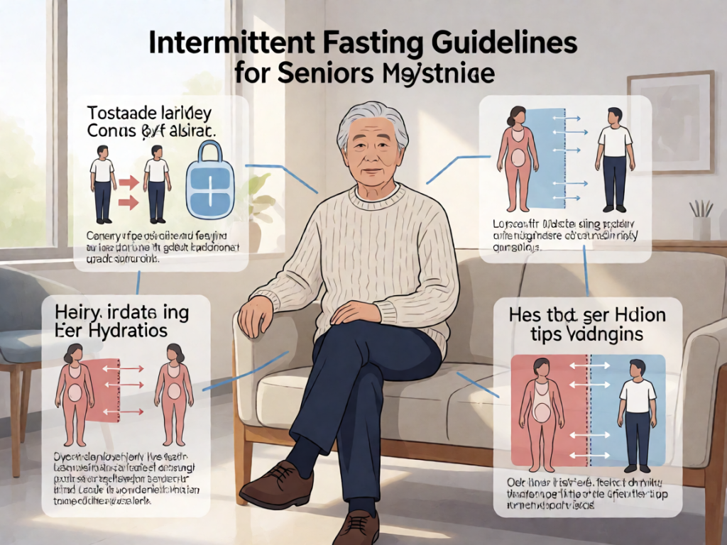 Senior health guide about Intermittent Fasting Guidelines - medical illustration