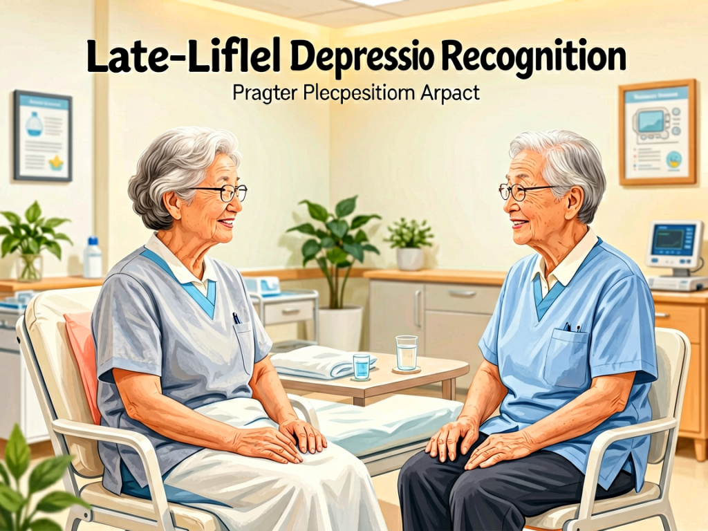 Senior health guide about Late-Life Depression Recognition - medical illustration