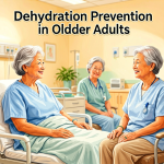 Senior health guide about Dehydration Prevention in - medical illustration