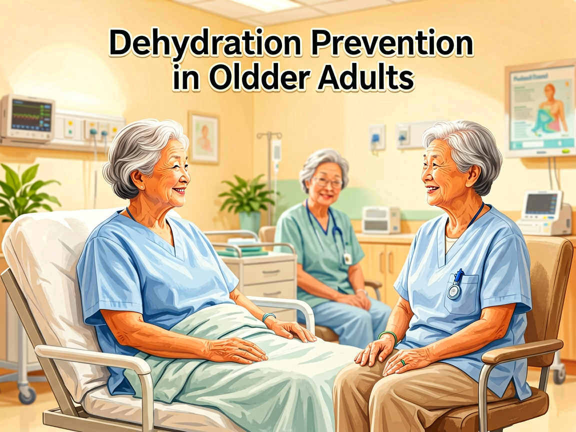 Senior health guide about Dehydration Prevention in - medical illustration