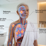 Senior health guide about Selenium and Immune - medical illustration
