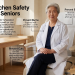 Senior health guide about Kitchen Safety for - medical illustration