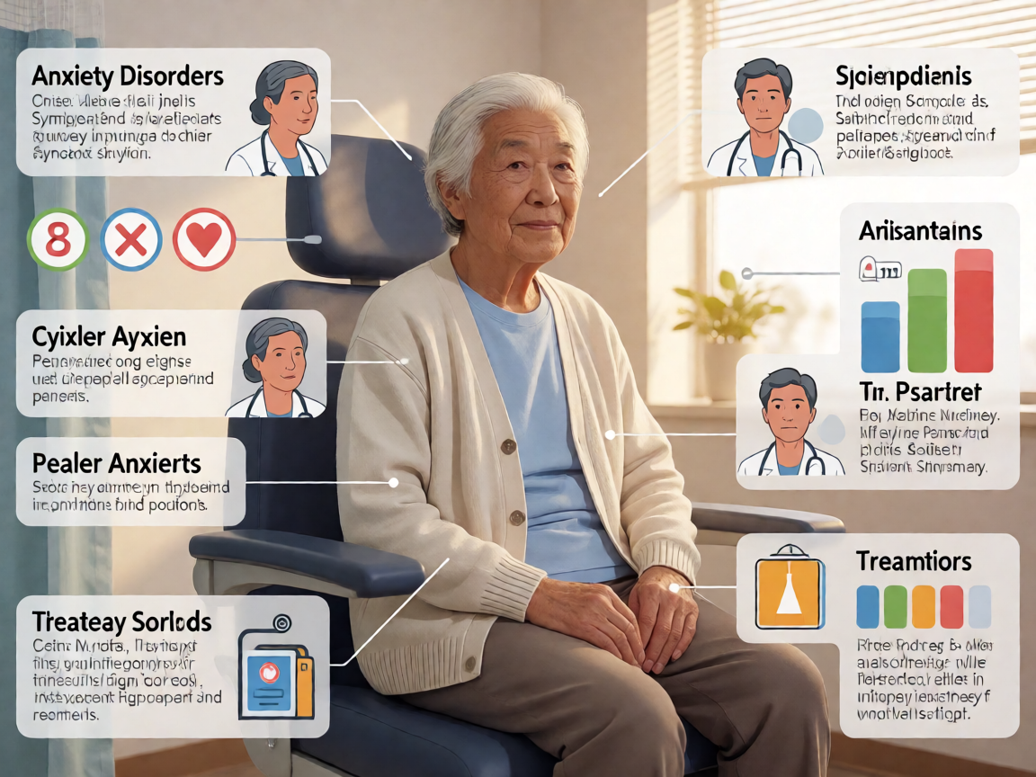 Senior health guide about Anxiety Disorders in - medical illustration