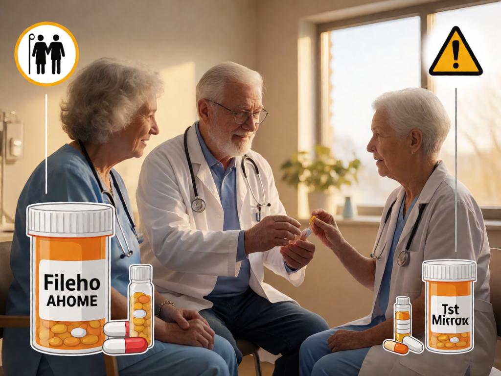 Senior health guide about Medication Misuse Risks - medical illustration