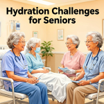 Senior health guide about Hydration Challenges for - medical illustration