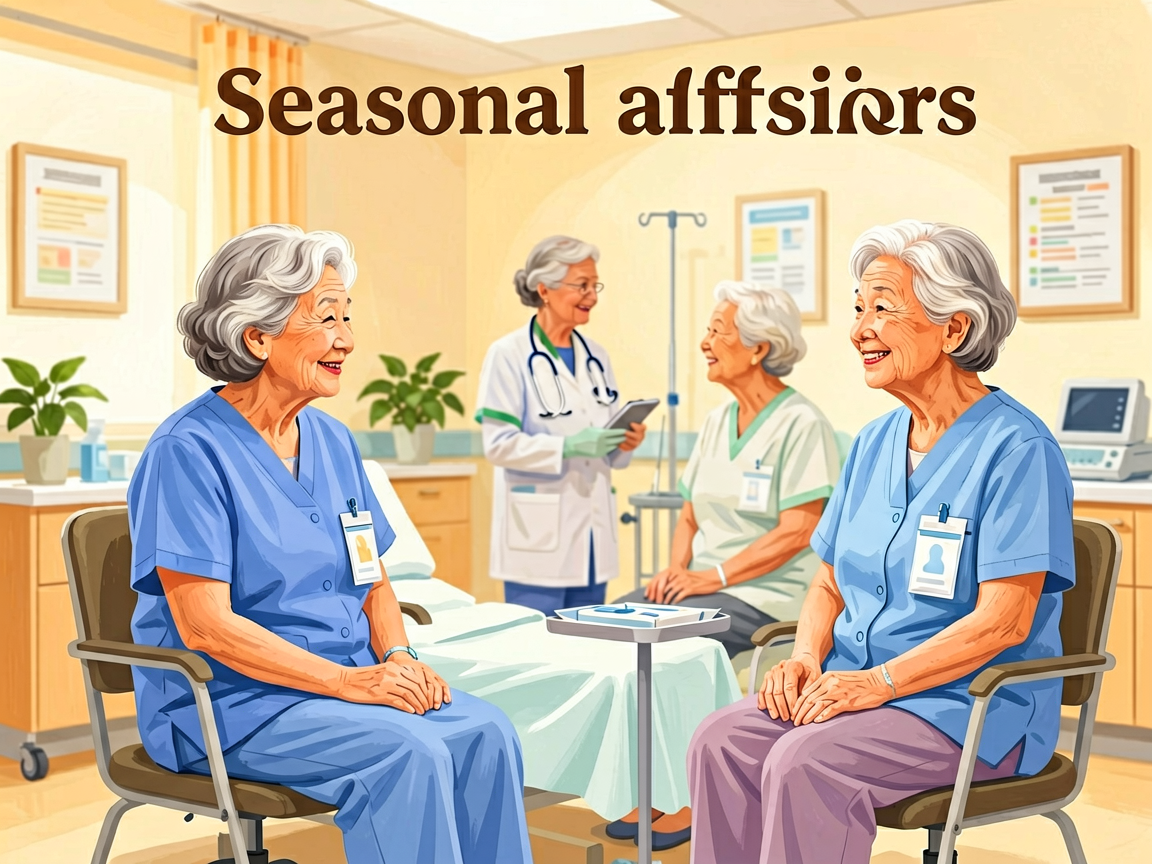 Senior health guide about Seasonal Affective Disorder - medical illustration