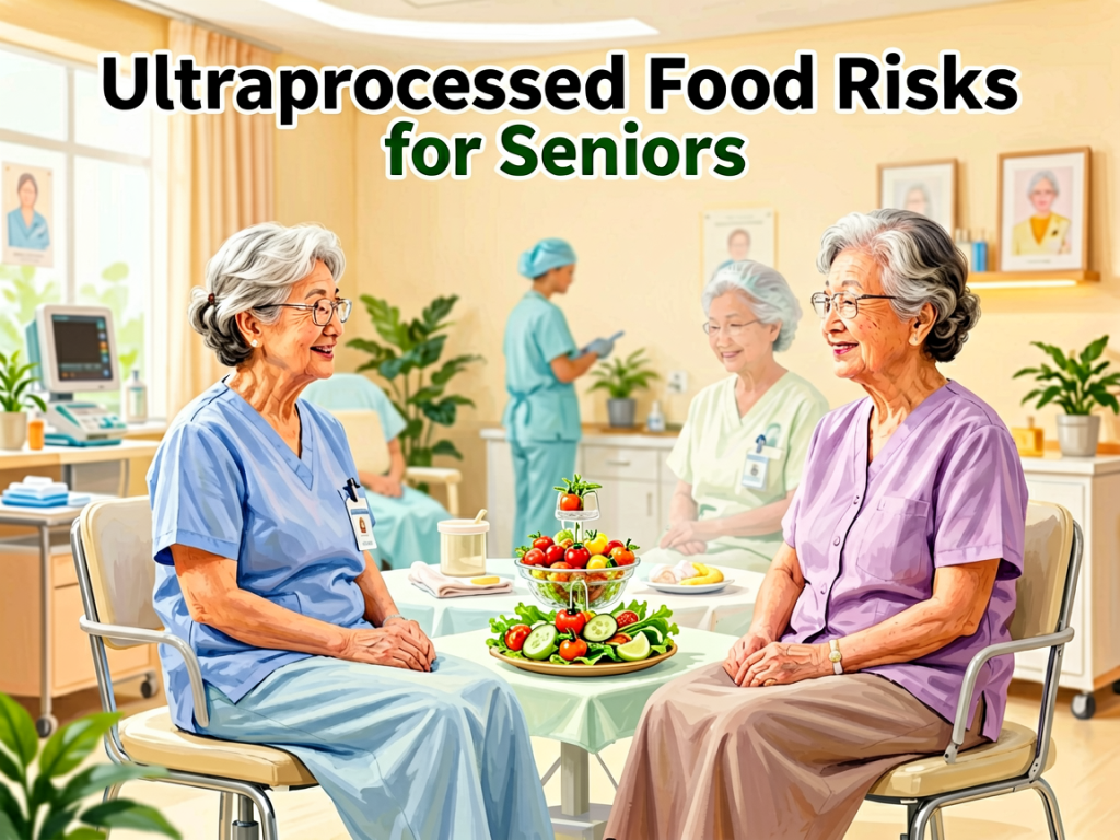 Senior health guide about Ultraprocessed Food Risks - medical illustration