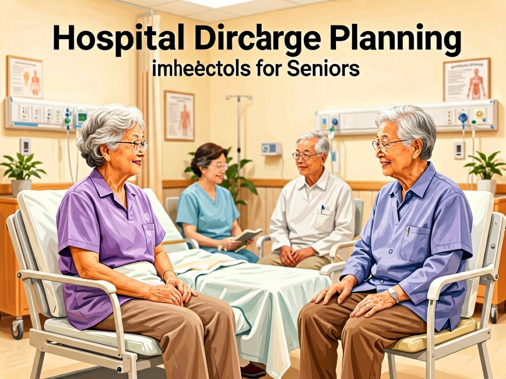 Senior health guide about Hospital Discharge Planning - medical illustration