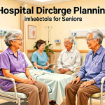 Senior health guide about Hospital Discharge Planning - medical illustration