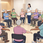 Senior health guide about Group Exercise Classes - medical illustration