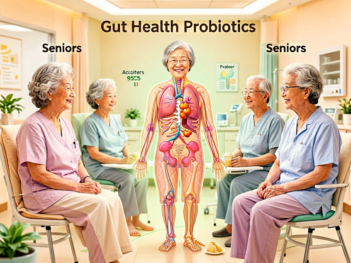 Senior health guide about Gut Health and - medical illustration