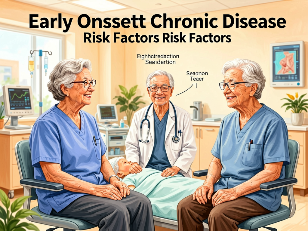 Senior health guide about Early Onset Chronic - medical illustration