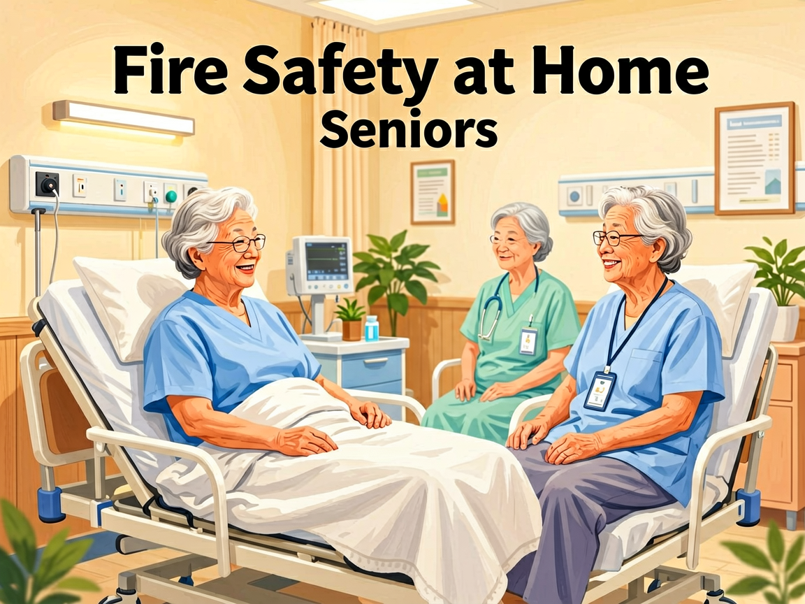 Senior health guide about Fire Safety at - medical illustration