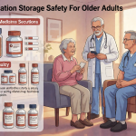 Senior health guide about Medication Storage Safety - medical illustration