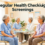 Senior health guide about Regular Health Checkups - medical illustration