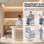 Senior health guide about Home Elevator and - medical illustration