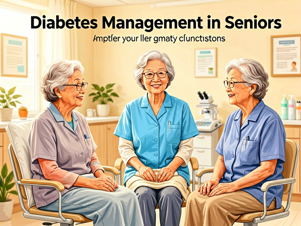 Senior health guide about Diabetes Management in - medical illustration