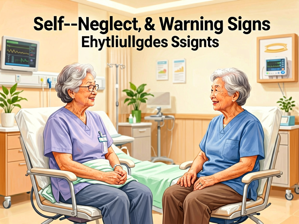 Senior health guide about Elder Self-Neglect Warning - medical illustration