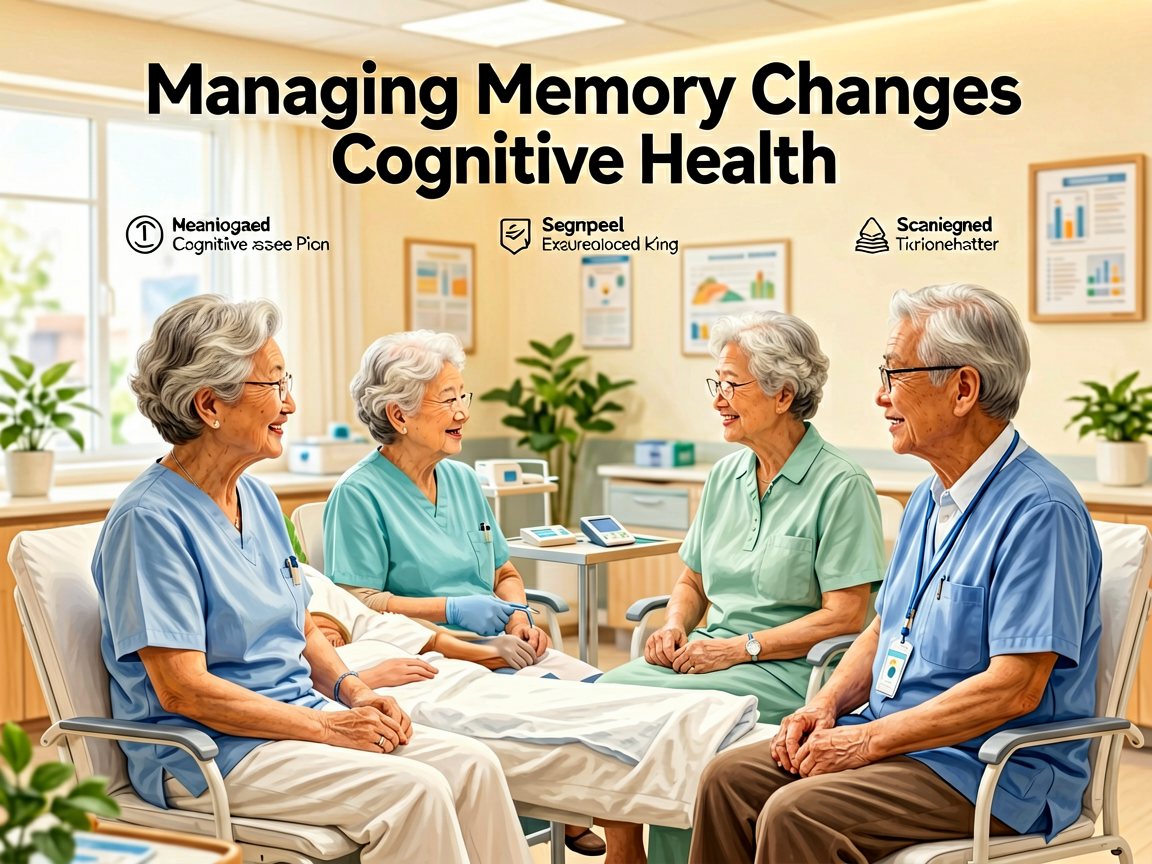Senior health guide about Managing Memory Changes - medical illustration