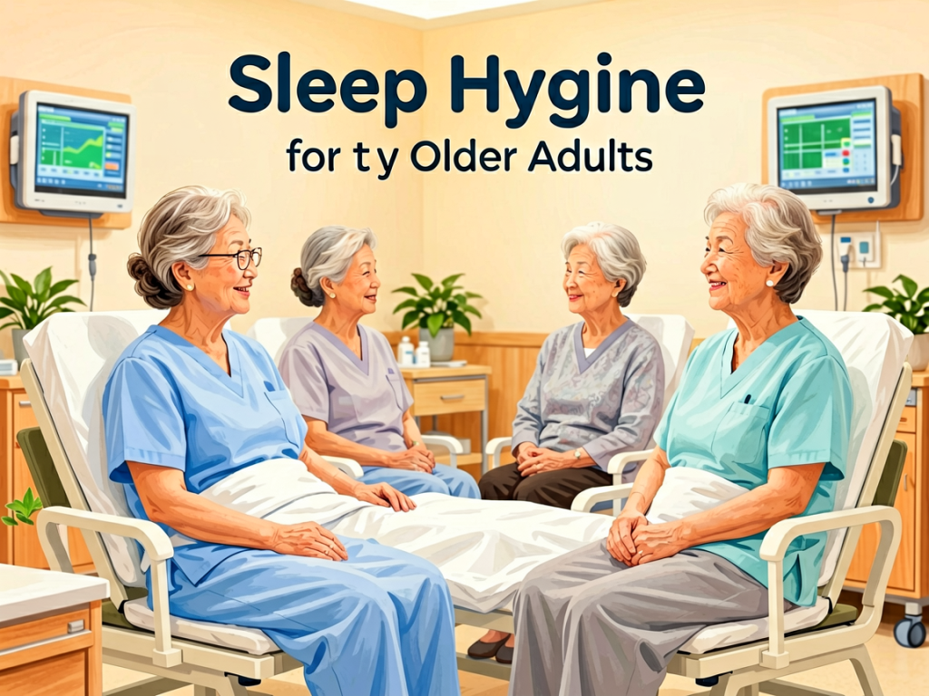 Senior health guide about Sleep Hygiene for - medical illustration
