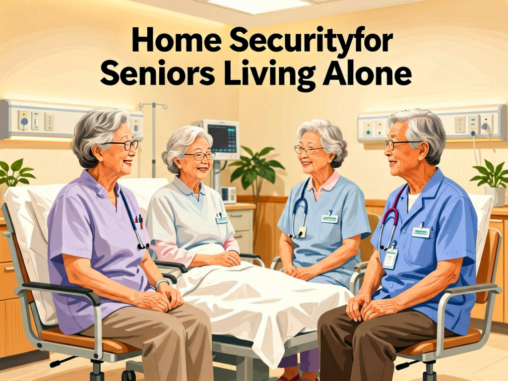 Senior health guide about Home Security for - medical illustration