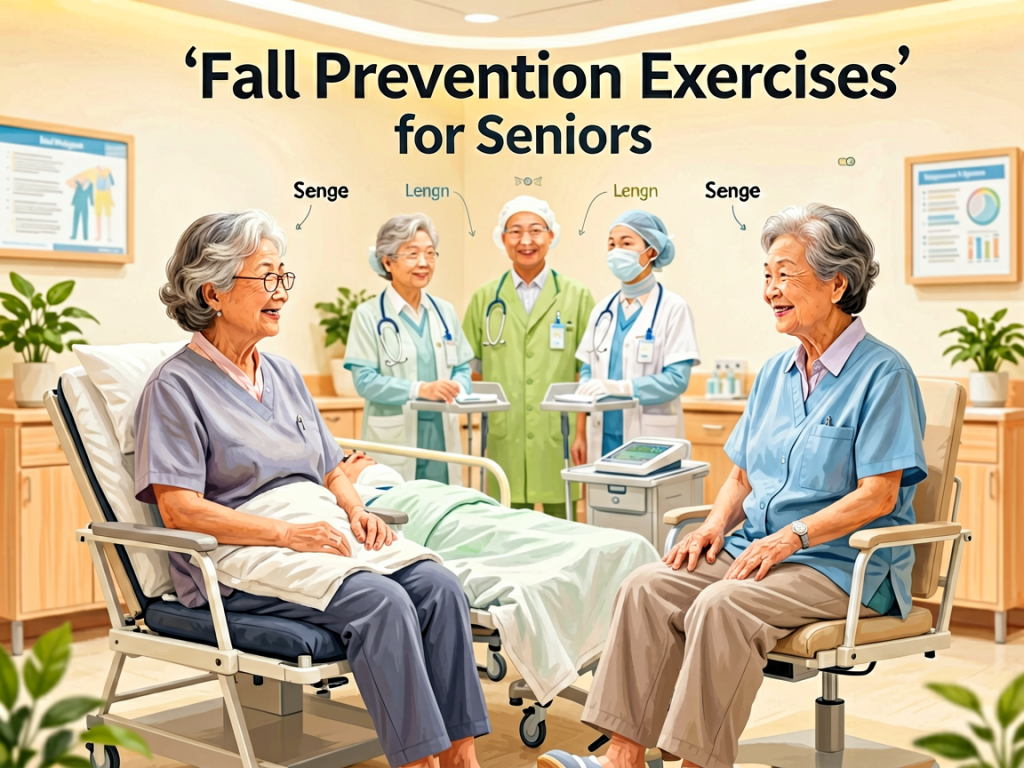 Senior health guide about Fall Prevention Exercises - medical illustration