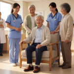 Senior health guide about Village and Community - medical illustration