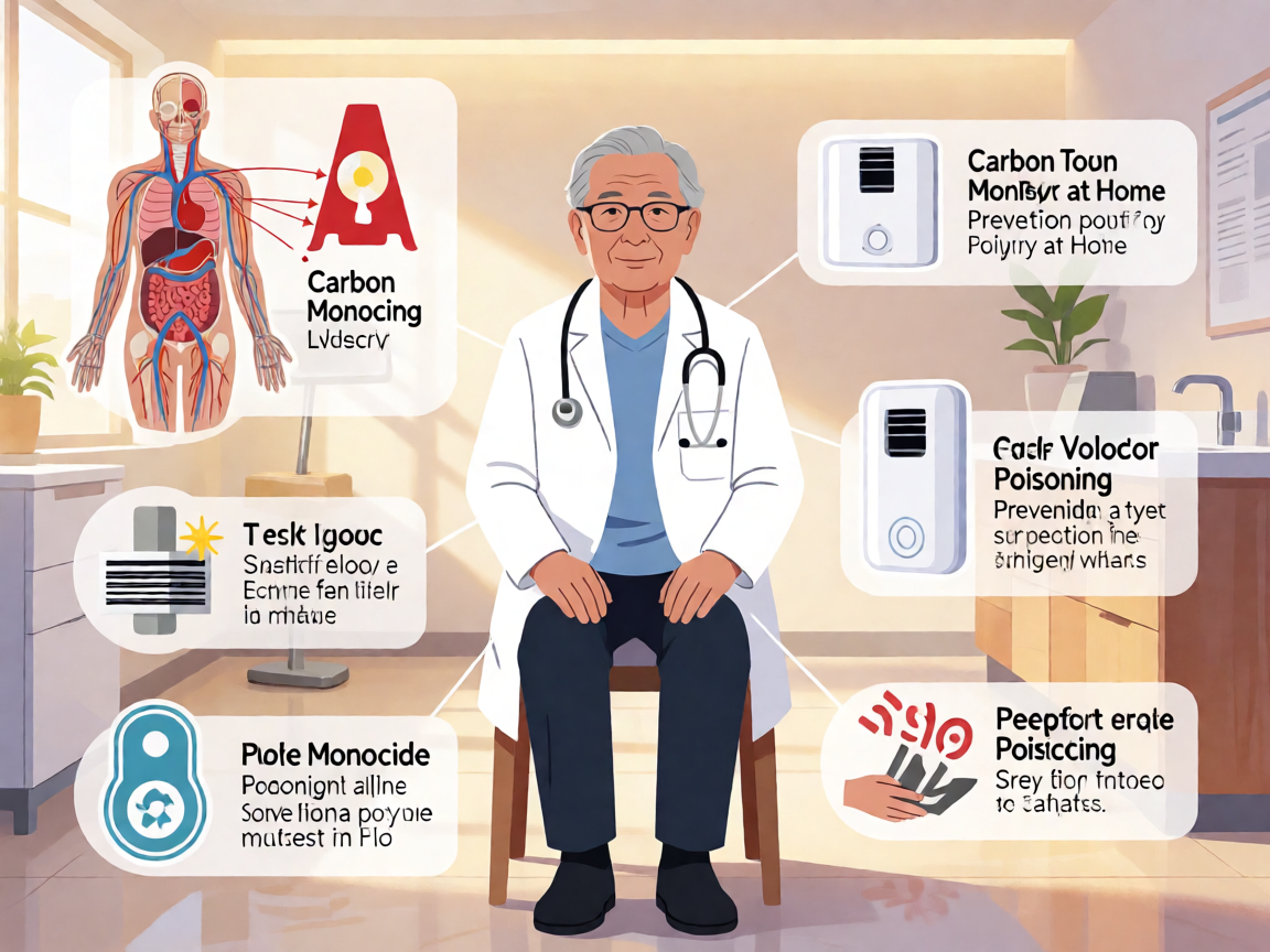 Senior health guide about Carbon Monoxide Poisoning - medical illustration
